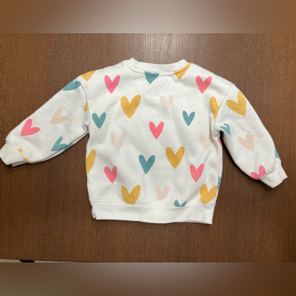 2-Piece Set Cat & Jack Hearts White Sweatshirt and Pants - Picture 3 of 6
